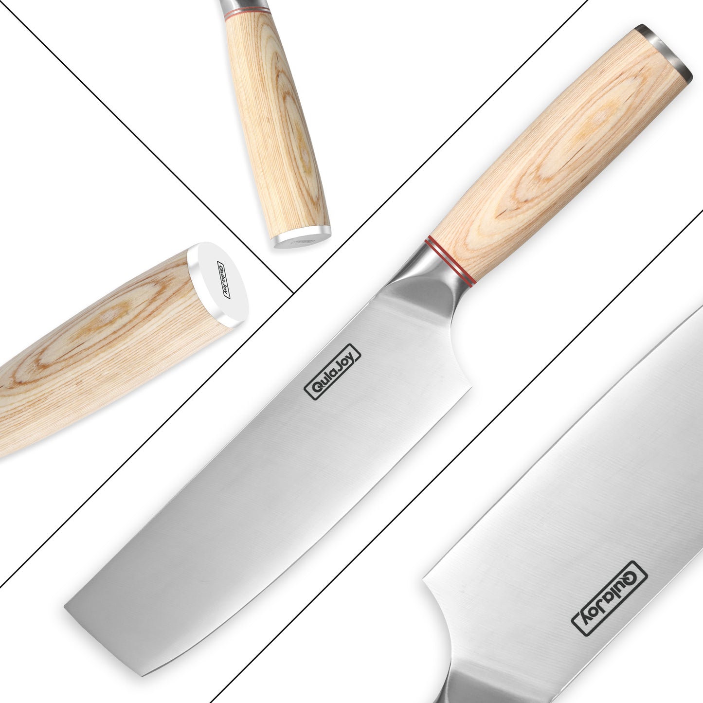 Qulajoy Vegetable Cleaver - Japanese Cleaver Chopping Knife High Carbon Stainless Steel Knives With Wooden Handle