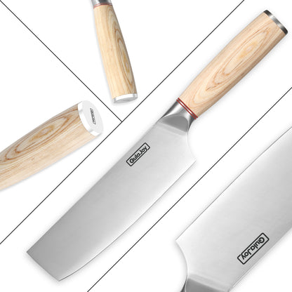 Qulajoy Vegetable Cleaver - Japanese Cleaver Chopping Knife High Carbon Stainless Steel Knives With Wooden Handle