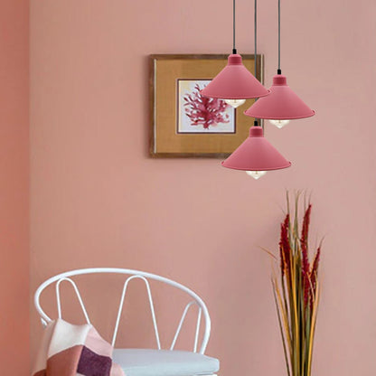 Retro Industrial Hanging Chandelier Ceiling Cone Shade pink colour