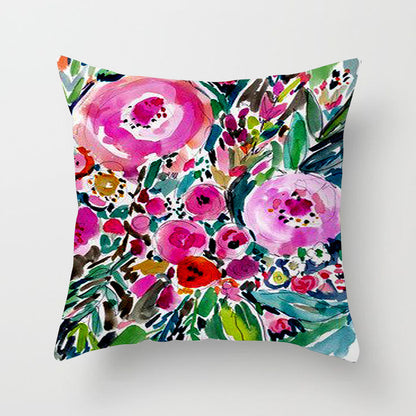 Home Decor Living Room Sofa Graffiti Flower Print Pillowcase