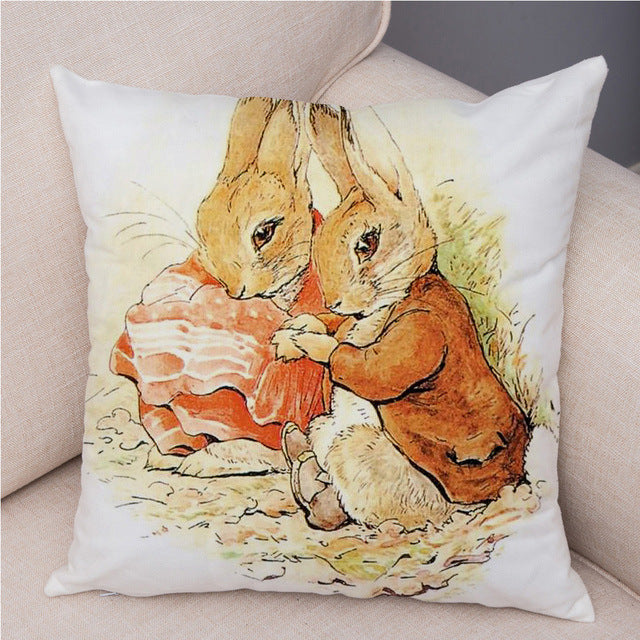 Cartoon Rabbit Peach Skin Fabric Pillow Cover Home Decoration Sofa Cushion Cover Seat Cover Easter Amazon AliExpress