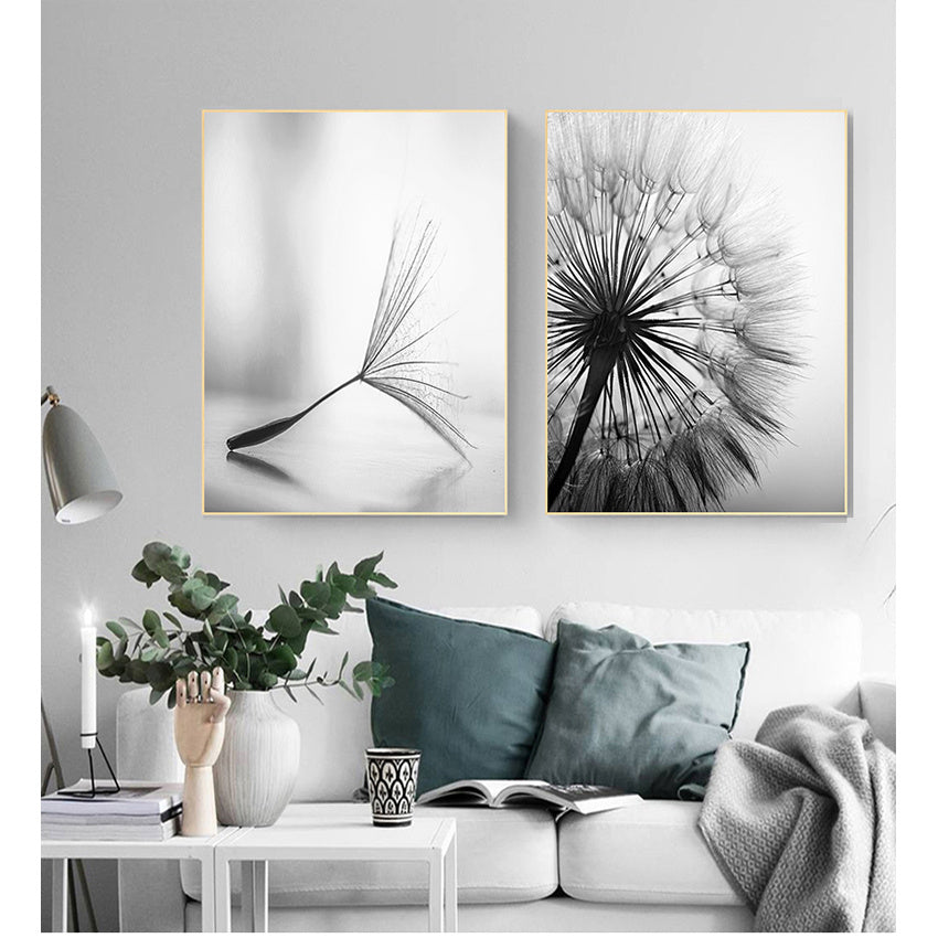 Frameless Abstract Dandelion Flower Canvas Painting Living Room Decor