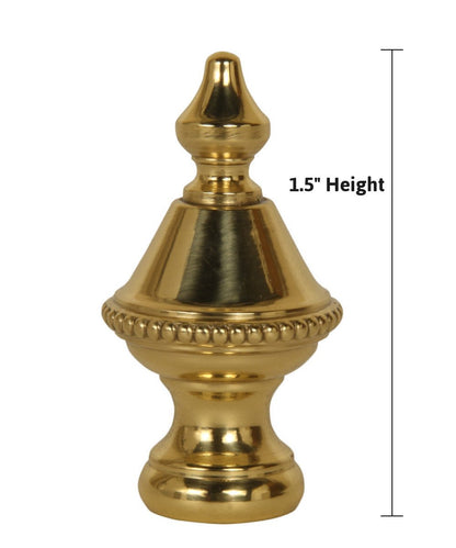 Beaded Knob Spire Lamp Finial Polished Brass 1.5"h