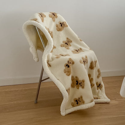 Cute Bear Blanket Cartoon Lamb Wool