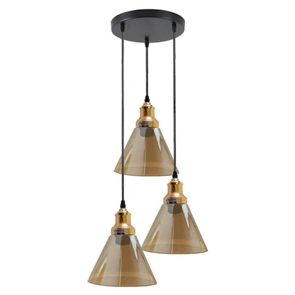 3 Outlet Industrial Retro Loft Glass Ceiling Lampshade Pendant