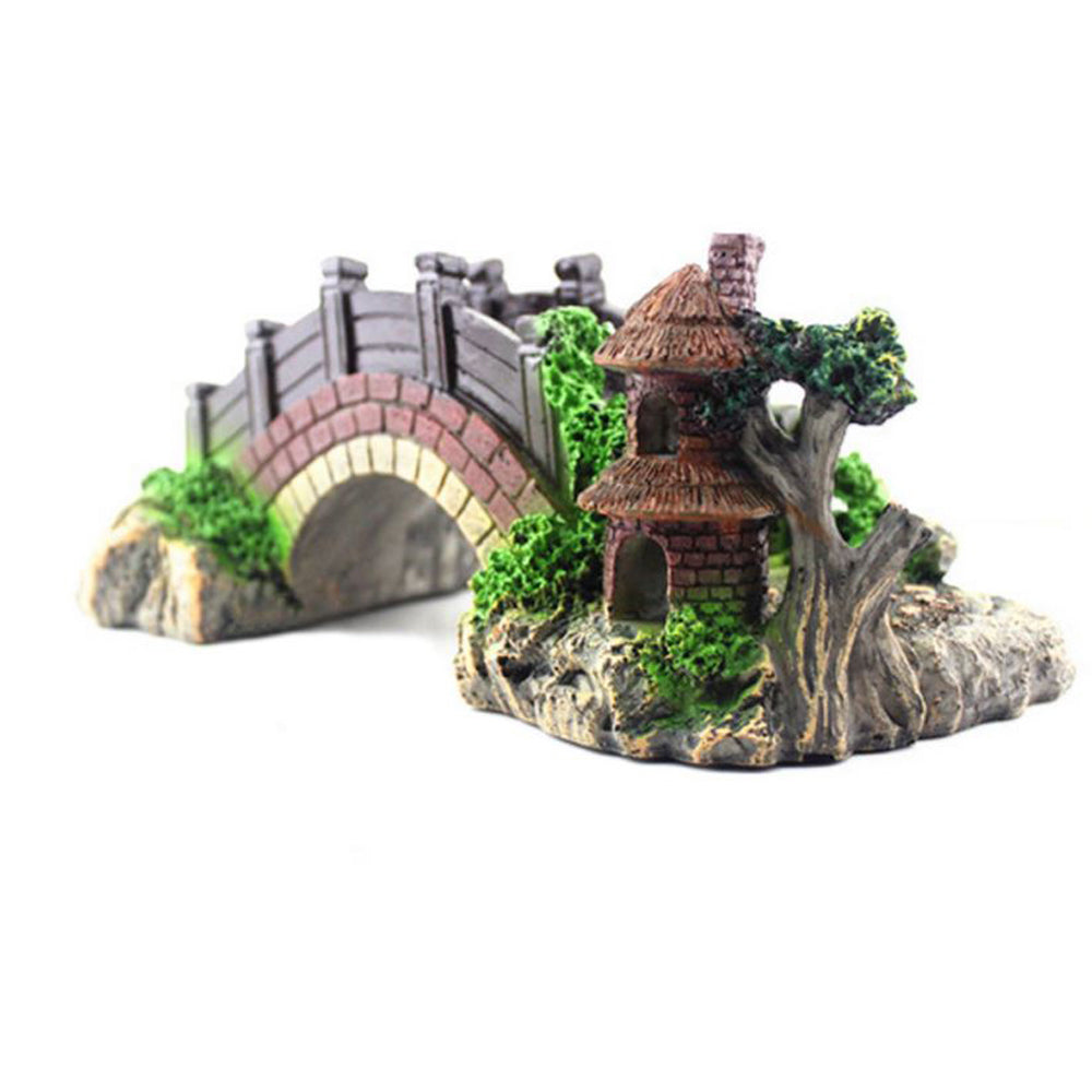 Resin Bridge Arch Bridge Black Red Bridge Fish Tank Landscaping Decoration Bridge Aquarium Equipment Accessories Turtle Climbing Platform Retro Arch Bridge