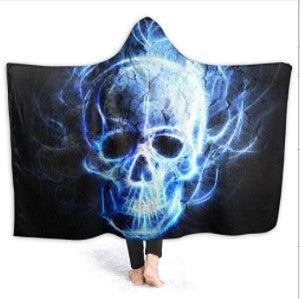 Hooded Blanket Cloak 3D Digital Printing Nap Blanket Skull