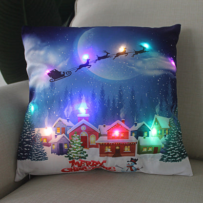 New Lantern Christmas LED Light Super Soft Short Plush Pillowcase