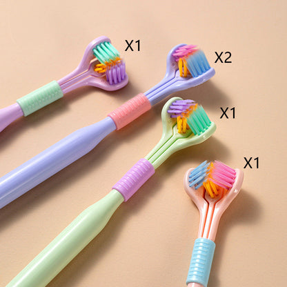 Three-sided Macaron Soft Bristle Toothbrush Care Safety Toothbrush Teeth Deep Cleaning Portable Travel