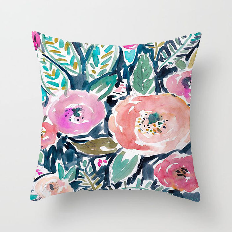 Home Decor Living Room Sofa Graffiti Flower Print Pillowcase