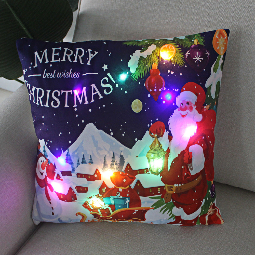 New Lantern Christmas LED Light Super Soft Short Plush Pillowcase