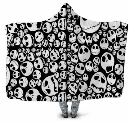 Hooded Blanket Cloak 3D Digital Printing Nap Blanket Skull