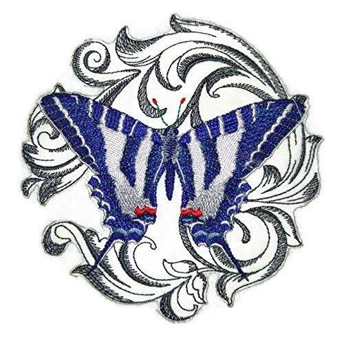 Zebra Swallowtail butterfly with Baroque Embroidered Iron On/Sew patch