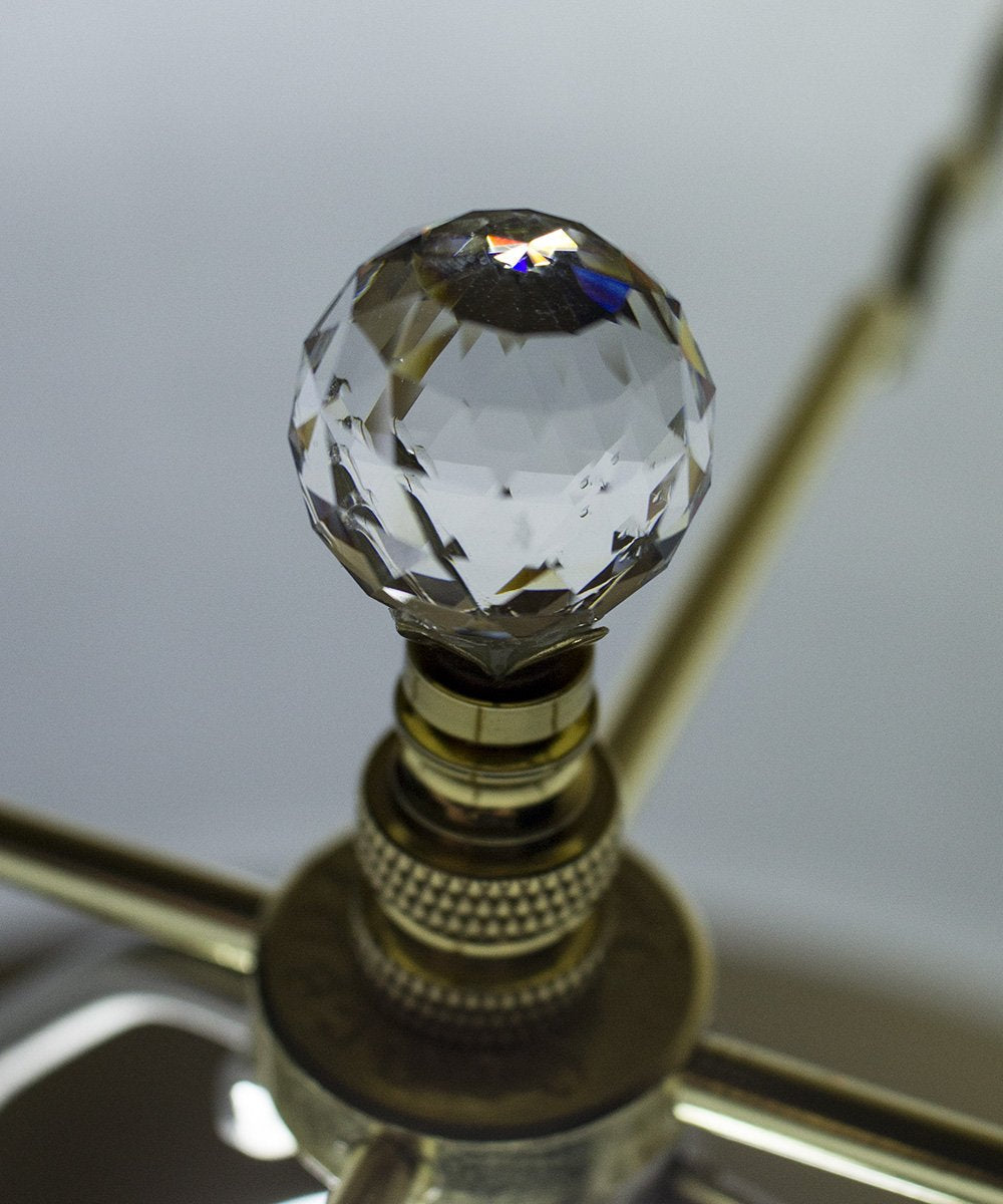 Stephanov Multi-Faceted Lamp Finial Crystal Ball Polished Brass Finish