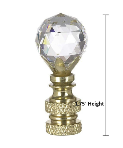 Stephanov Multi-Faceted Lamp Finial Crystal Ball Polished Brass Finish