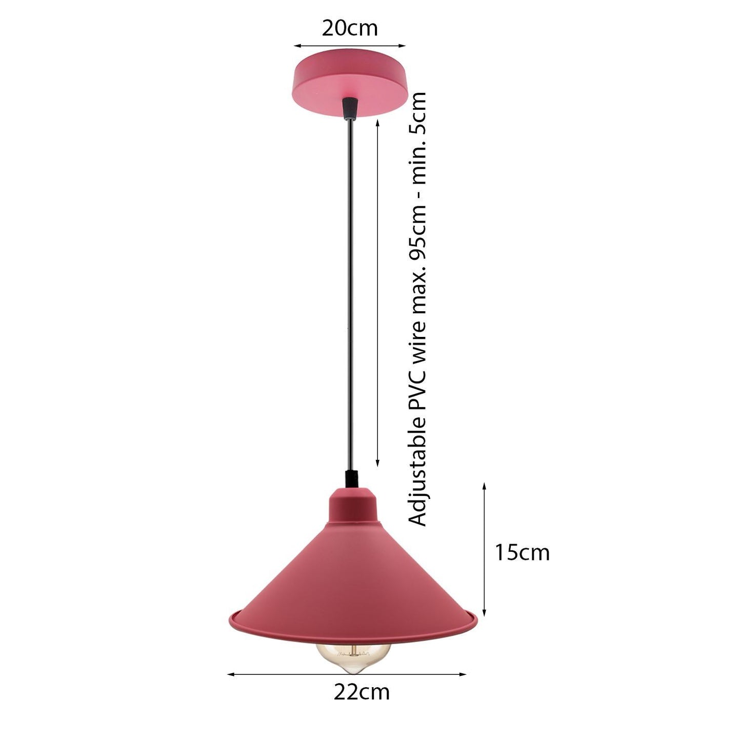 Retro Industrial Hanging Chandelier Ceiling Cone Shade pink colour