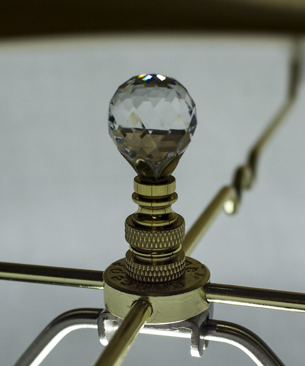 Stephanov Multi-Faceted Lamp Finial Crystal Ball Polished Brass Finish