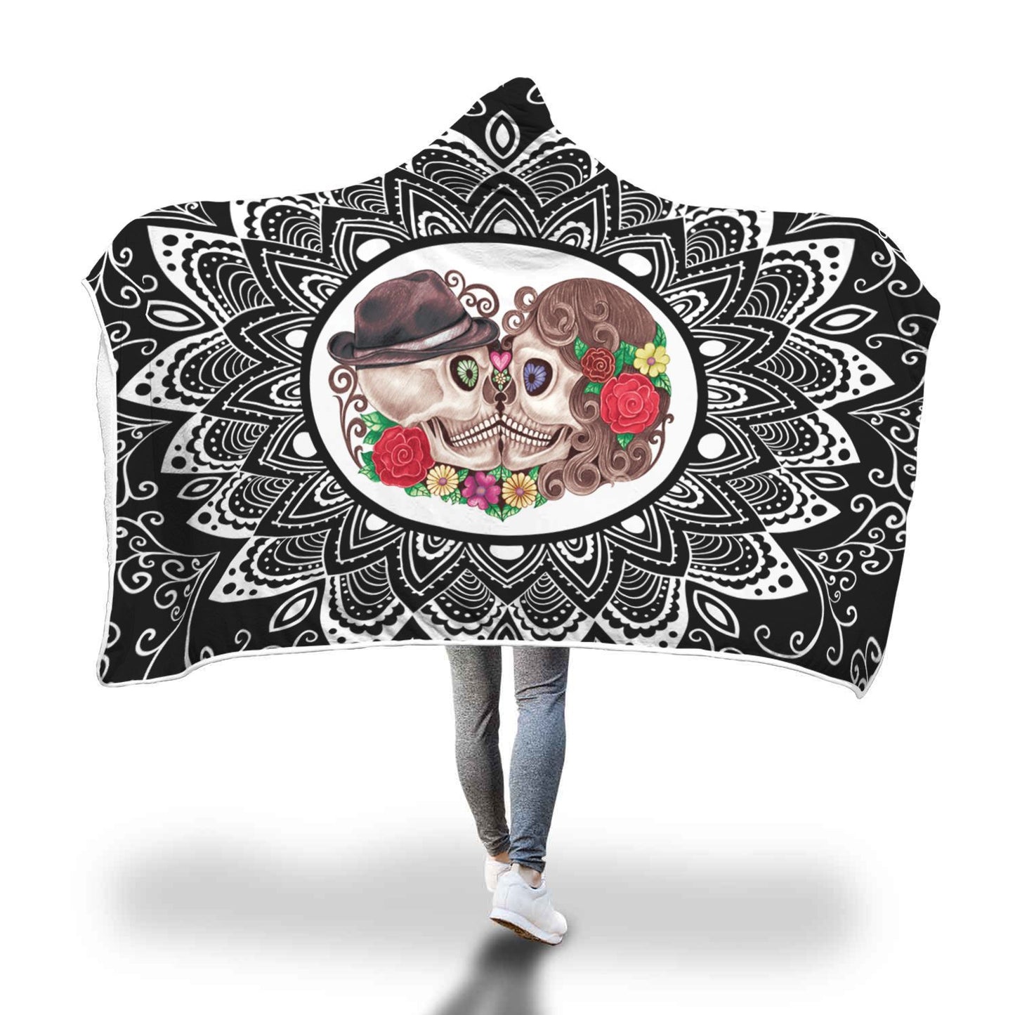 Hooded Blanket Cloak 3D Digital Printing Nap Blanket Skull