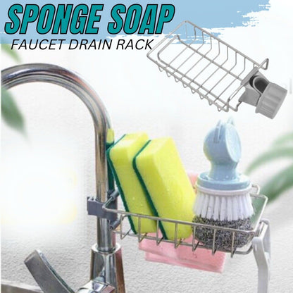 Drain Rack Storage Holder Shelf Kitchen Sink Faucet Sponge Soap Cloth Rack Mount