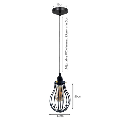 Retro Industrial Black Indoor Hanging Adjustable Pendant Light Big