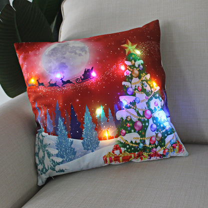 New Lantern Christmas LED Light Super Soft Short Plush Pillowcase