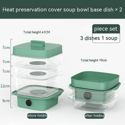 Multi-layer Dish Cover Heat Preservation Kitchen Cover Dining Table Leftover Storage Box Transparent Stack Cooking Hood Steamer