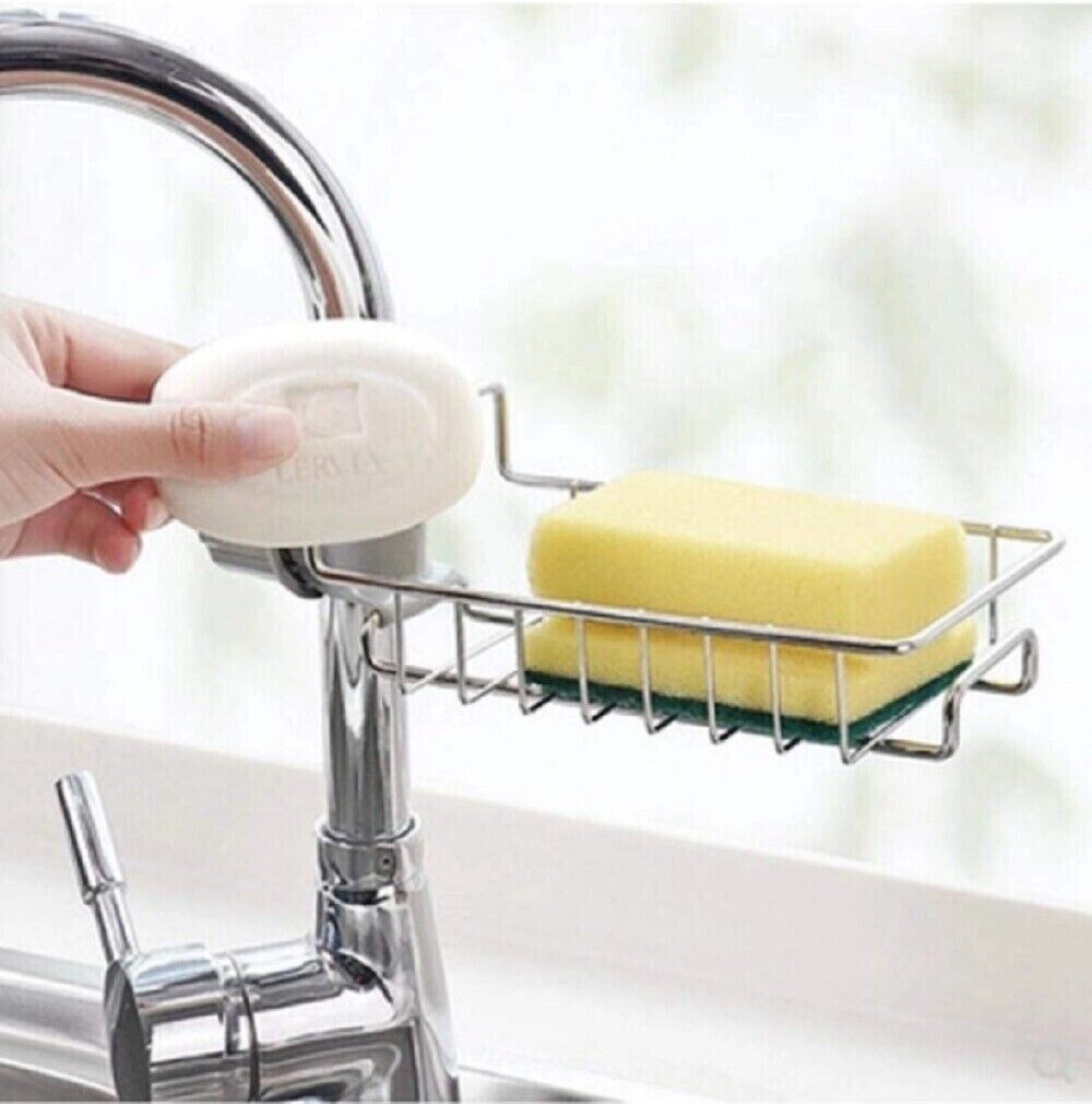 Sponge Soap Holder Rack Storage Shelf Kitchen Sink Faucet Rack Attachment Mount