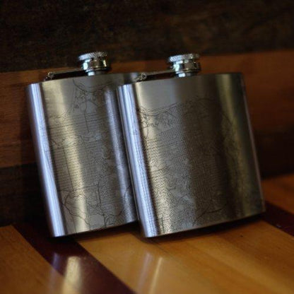 Grand Teton National Park - Wyoming Map Hip Flask