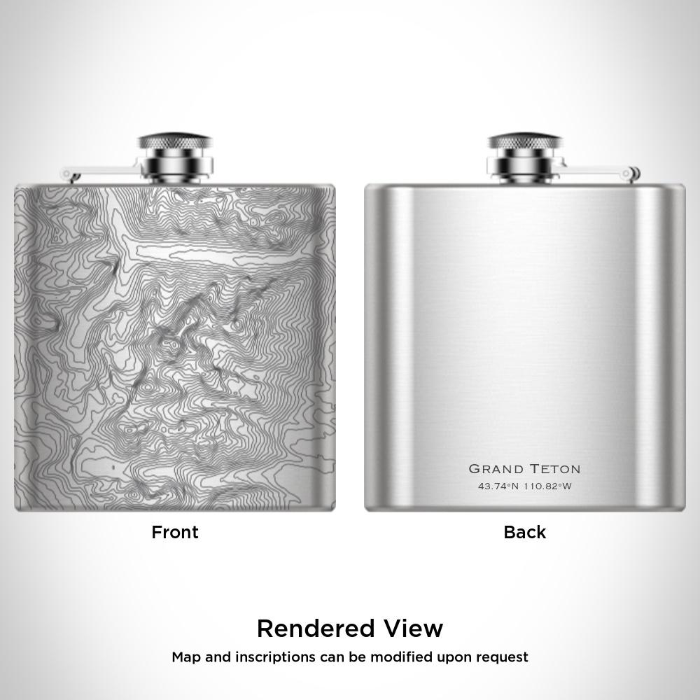 Grand Teton National Park - Wyoming Map Hip Flask