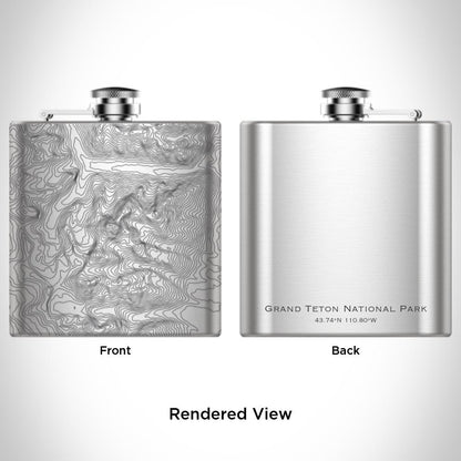 Grand Teton National Park - Wyoming Map Hip Flask in Matte Black