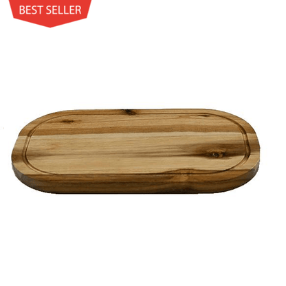 Zavis Green Acacia Wood Serving Rounded Cutting Board With Juice