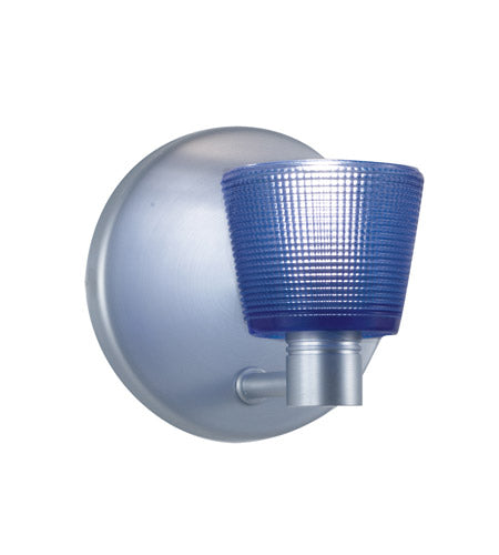 Single Light Wall Sconce, Satin Nickel Finish, Blue