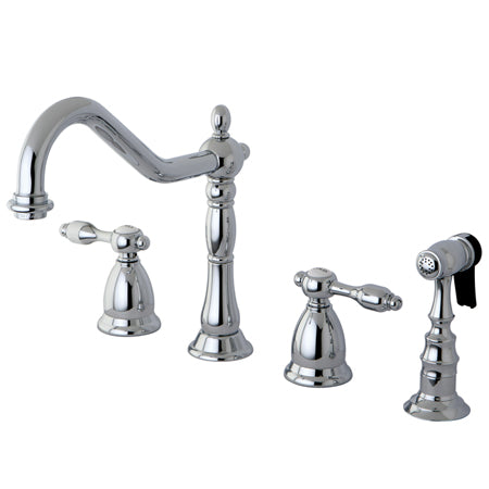 Tudor Widespread Kitchen Faucet With Brass Sprayer