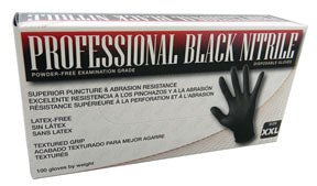 SAS Safety 66543 Professional Black Nitrile Gloves- Large