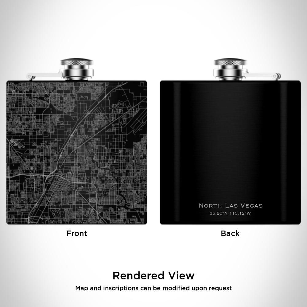 North Las Vegas - Nevada Map Hip Flask in Matte Black