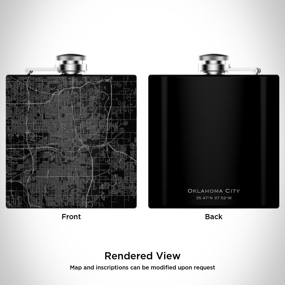 Oklahoma City - Oklahoma Map Hip Flask in Matte Black