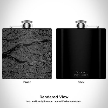 Olympic National Park - Washington Map Hip Flask in Matte Black