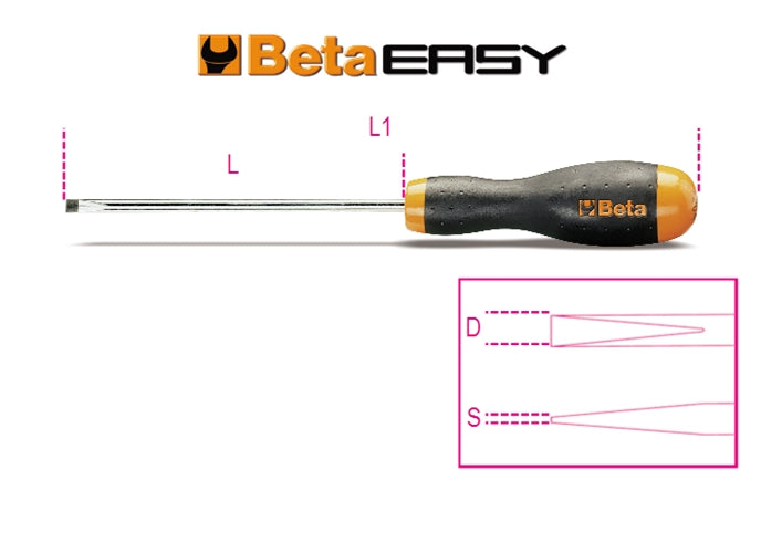 Beta Tools USA 012040003 1204 2 5X60-Screwdriv. Headless Slotted