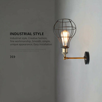 Vintage Industrial Wall Light with FREE Bulb Antique Retro Cage