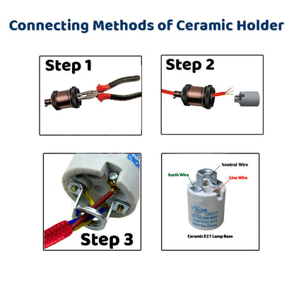 E26 Bulb Socket Ceramics Lamp Holder Lampshades addable ES Screw Bulb