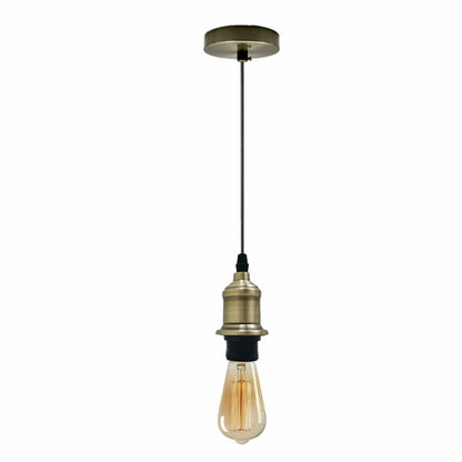 E27 Ceiling Rose Light Fitting Vintage Industrial Pendant Lamp Bulb