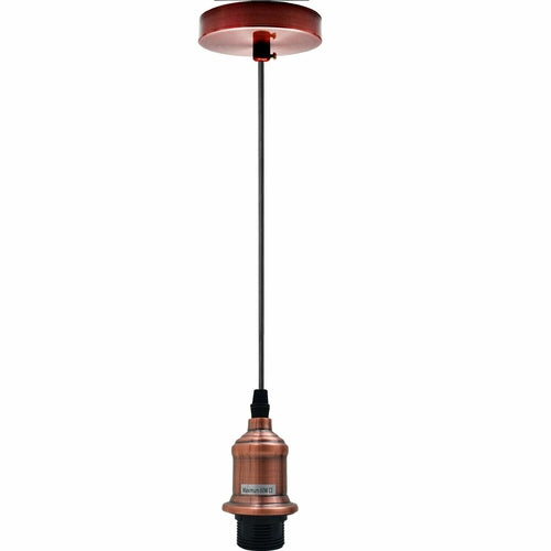 E27 Ceiling Rose Light Fitting Vintage Industrial Pendant Lamp Bulb