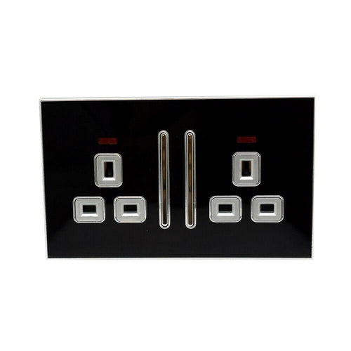 Decorative Black Glossy Main Plug Sockets Full Range Satin Gold