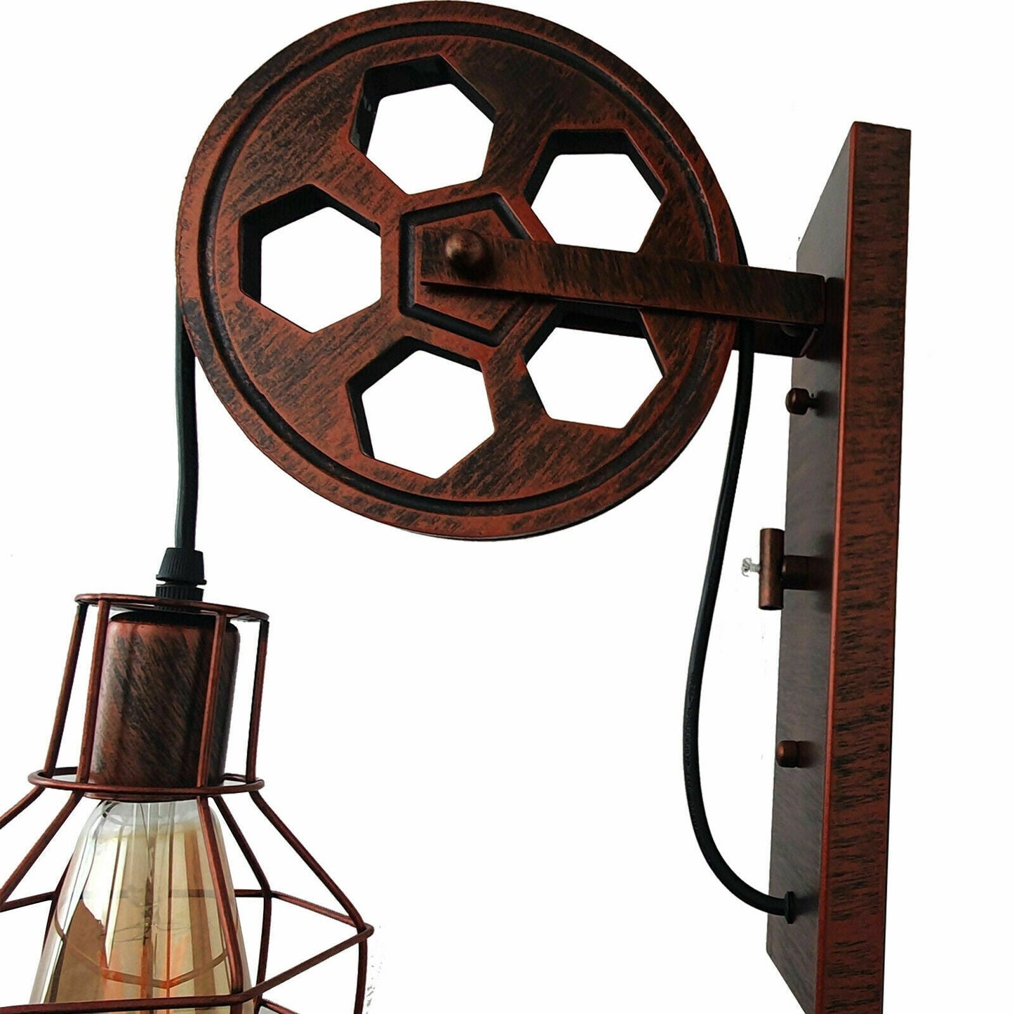 Wall Lamp Retro Wheel Light Rustic Vintage Pipe Industrial Steampunk