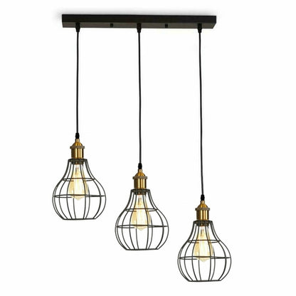 Vintage Industrial Wire Cage Style Retro Ceiling Pendant Light 3 Head