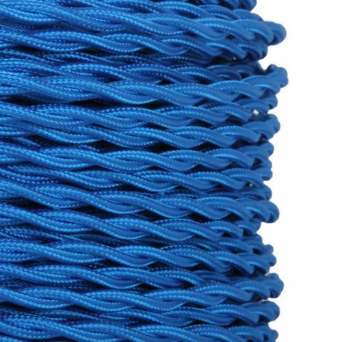 5m Blue 2 Core Twisted Electric Fabric 0.75mm Cable~1762