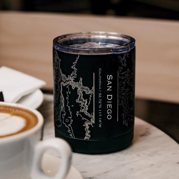 San Diego - California Map Insulated Cup in Matte Black