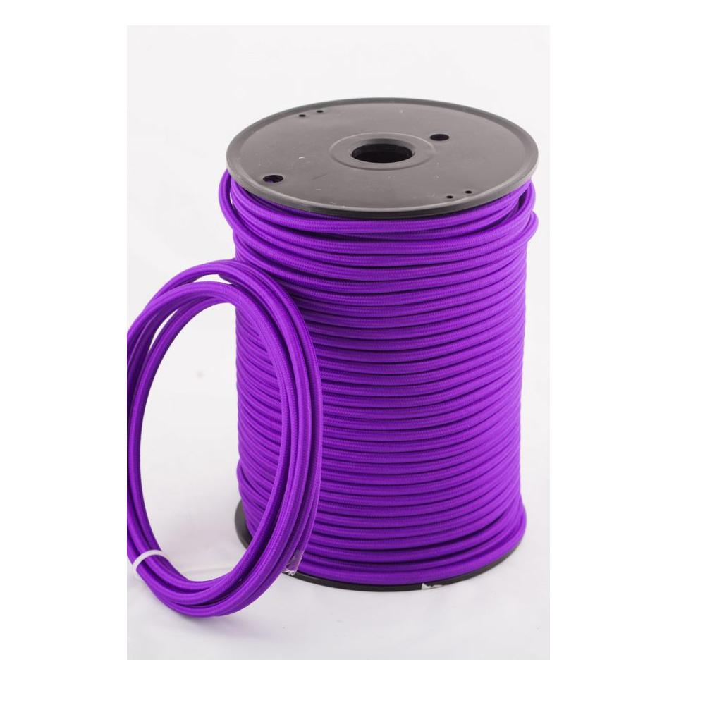 0.75mm 3 core Round Cable Vintage Braided Purple Fabric Light