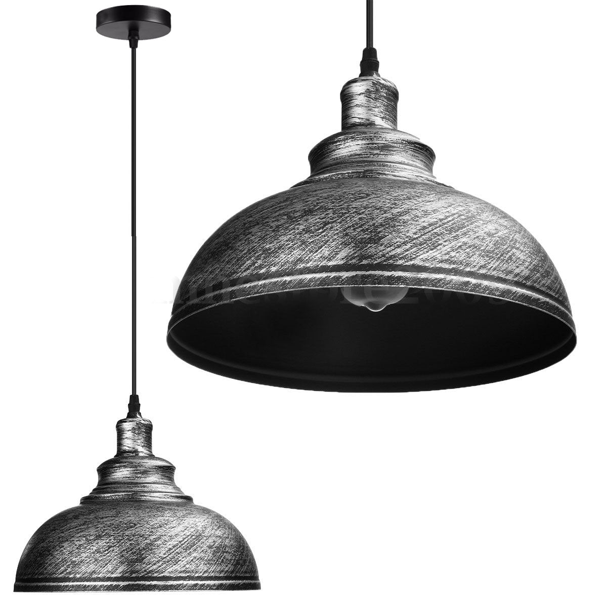 Brushed Silver Ceiling Pendant Retro Lamp Industrial Loft