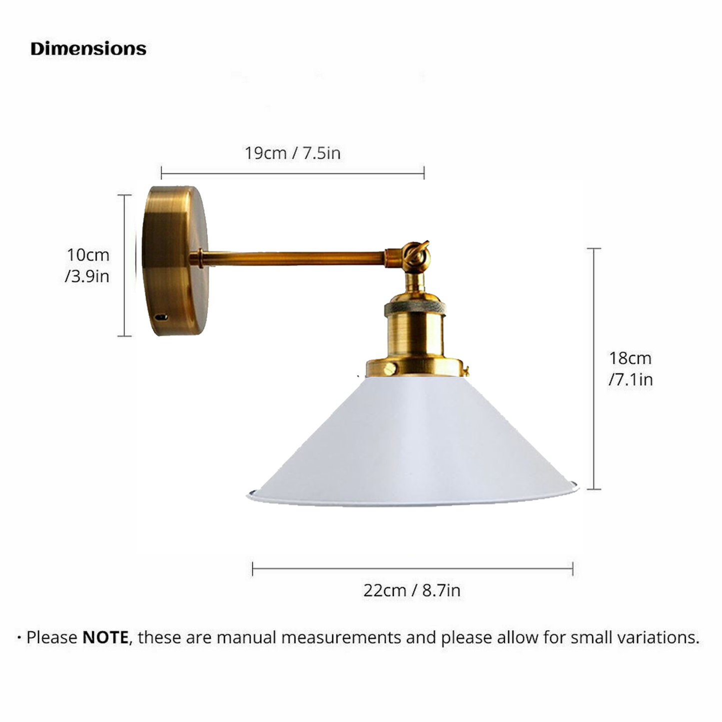 Wall Sconce With Yellow Brass with white Cone Shape Shade ~3512